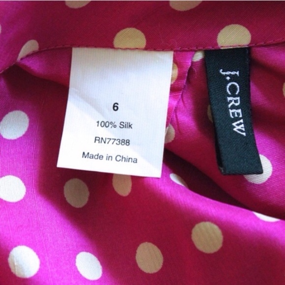 J. Crew Mock Neck Pink Polka Dot  Silk Top 6 - Picture 9 of 10
